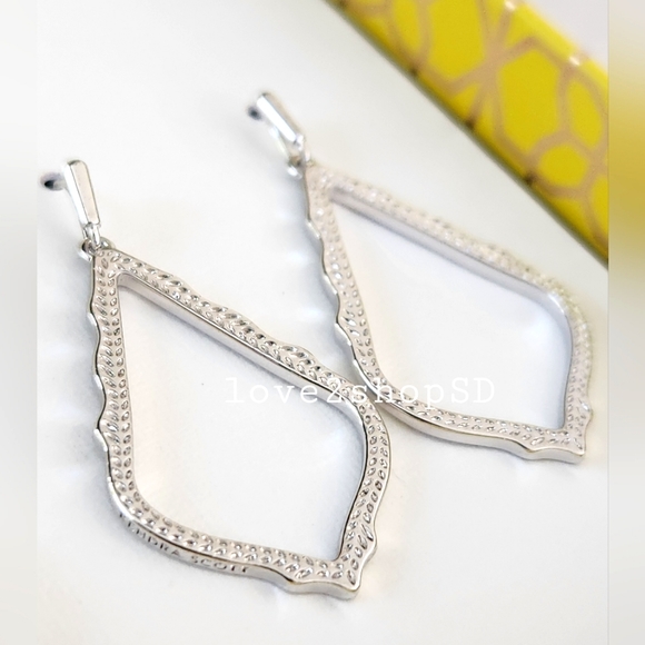 Kendra Scott Sophia Earrings & Elisa Necklace Rhodium Silver Platinum Drusy Set - Picture 4 of 6